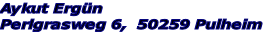 Aykut Ergün Perlgrasweg 6,  50259 Pulheim